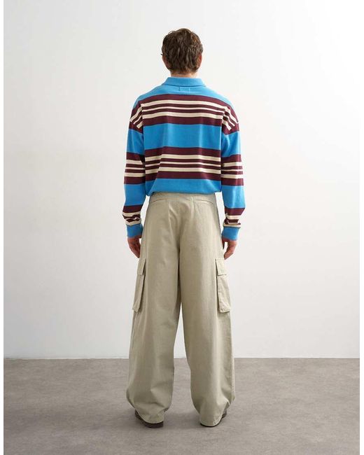Topman Blue baggy Fit Cargo Trouser for men