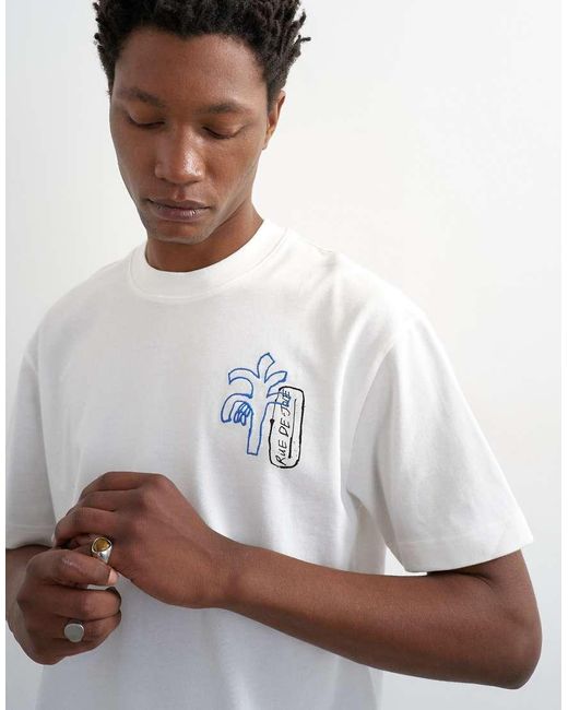 Topman White Relaxed Fit T-shirt With Magique Front And Back Embroidery for men
