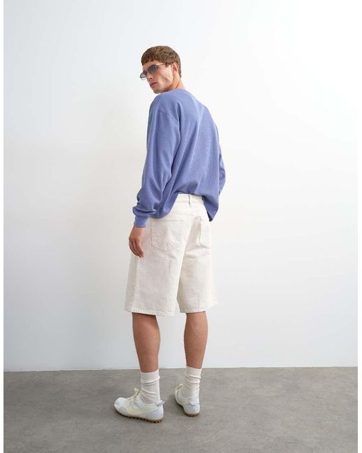 Topman Gray Rigid Baggy Denim Short for men