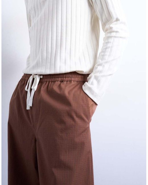 Topman Brown baggy Ripstop Trouser for men