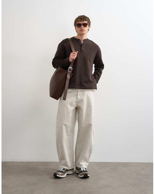 Topman Black Relaxed Fit Henley Sweatshirt for men