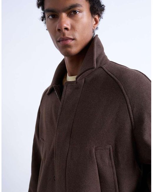 Topman White Premium Wool Blend Raglan Over Coat for men