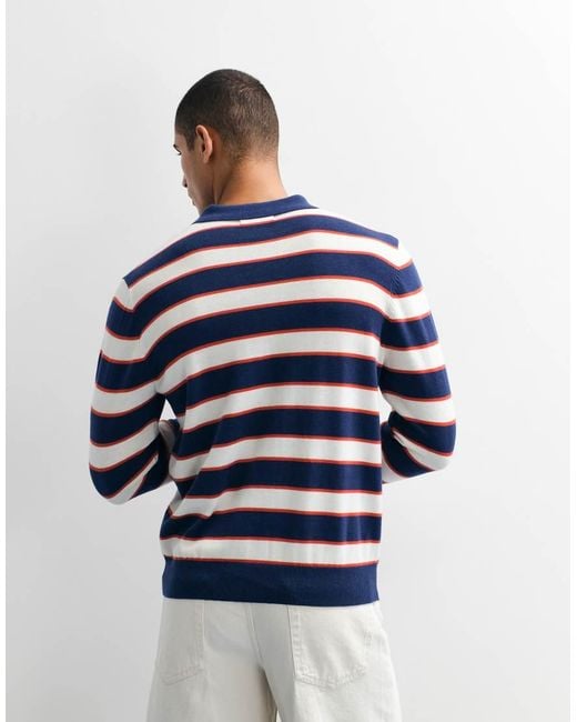 Topman Natural Regular Fit Striped Knitted Polo for men