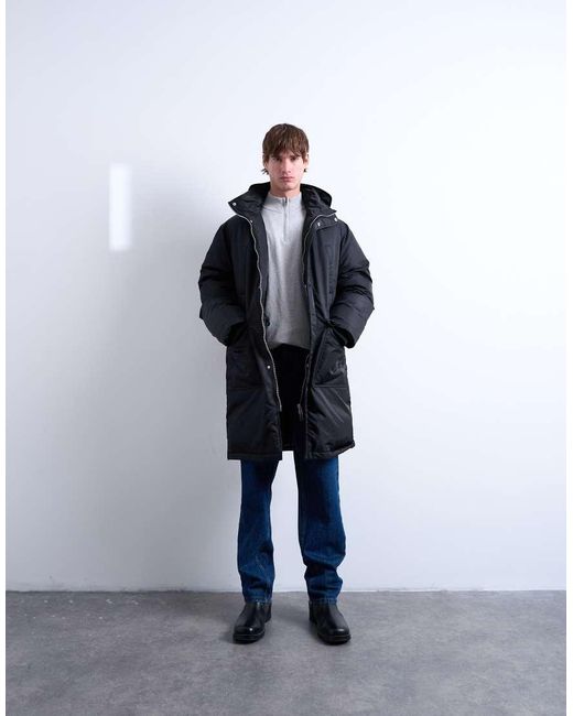 Topman Blue Double Pocket Parka for men