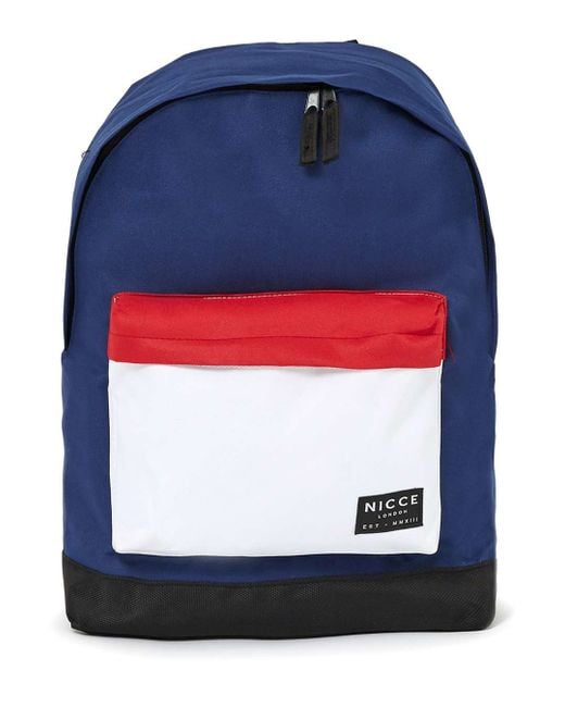 Nicce london Navy, Red And White Backpack in Blue for Men