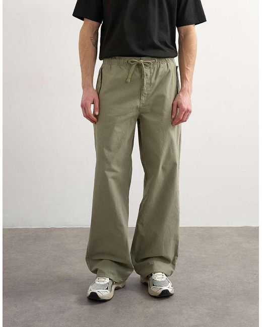 Topman Green Baggy Fit Canvas Cargo Trouser for men