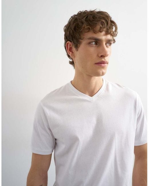 Topman White Classic Fit V Neck T-shirt for men