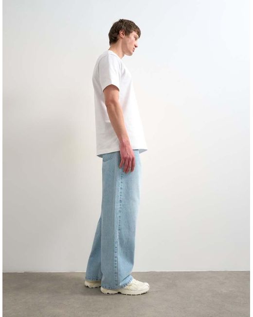 Topman Blue Rigid baggy Jeans for men
