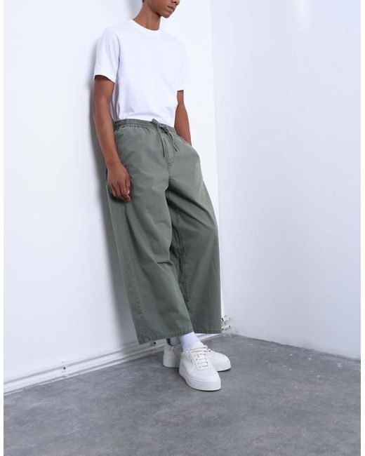 Topman White Ripstop Barrel Trousers for men