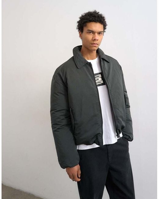 Topman Gray Collared Puffer Jacket for men