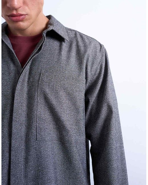 Topman Gray Relaxed Fit Textured Shirt for men