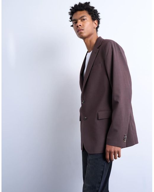 Topman Purple Relaxed Wool Touch Blazer for men
