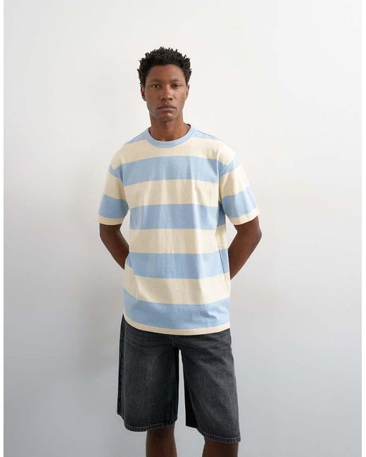 Topman White Relaxed Fit T-shirt With Wide Stripe for men