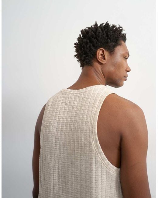 Topman Natural Relaxed Fit Textured Vest for men