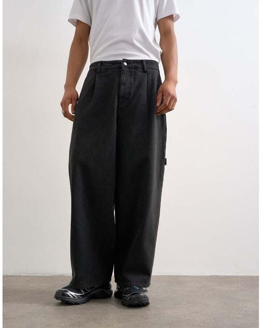 Topman Black Barrel Twill Carpenter for men
