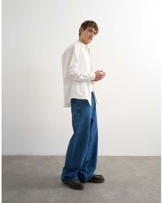 Topman White Relaxed Fit Poplin Shirt for men