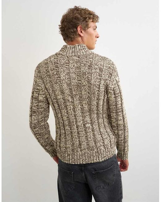 Topman Gray Slim Fit Funnel Neck Twist Jumper With Double Zip for men