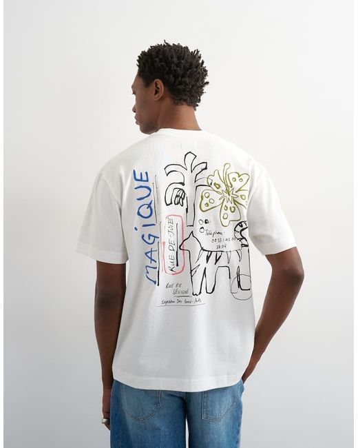 Topman White Relaxed Fit T-shirt With Magique Front And Back Embroidery for men