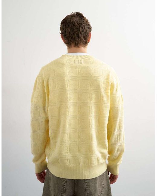 Topman Yellow Relaxed Fit Knitted V-neck Jumper With Texture for men