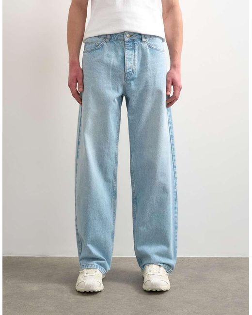 Topman Blue Rigid baggy Jeans for men