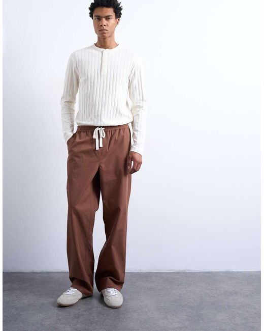 Topman Brown baggy Ripstop Trouser for men