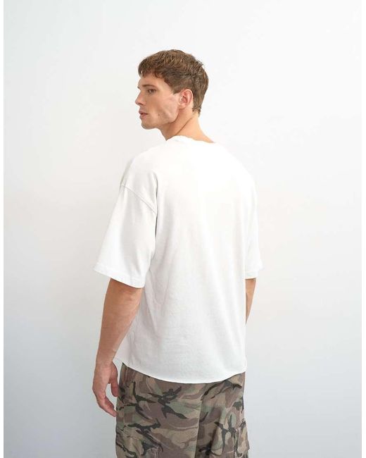 Topman White Relaxed Fit Crop Vintage Rays Print T-Shirt With Distressing for men