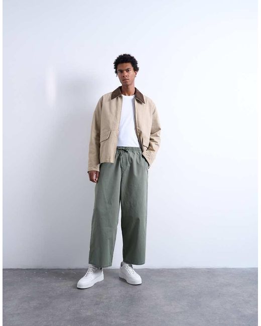 Topman White Ripstop Barrel Trousers for men