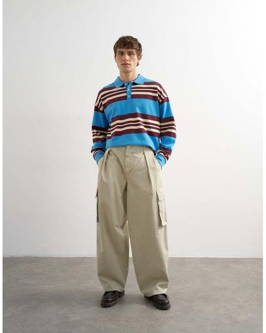 Topman Blue baggy Fit Cargo Trouser for men