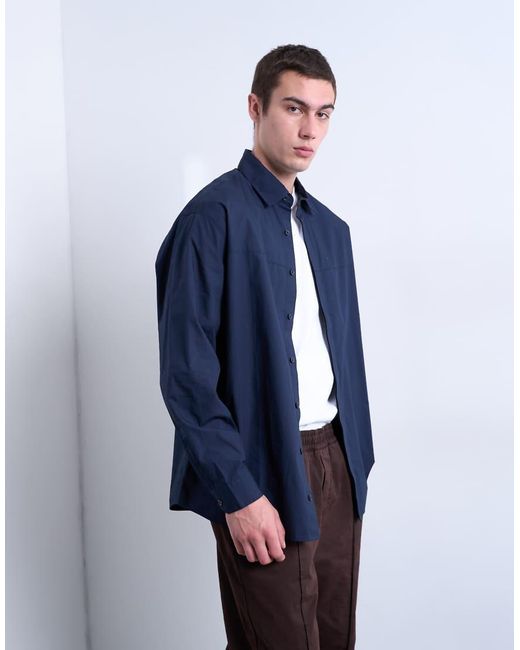 Topman Blue Oversized Fit Formal Shirt for men