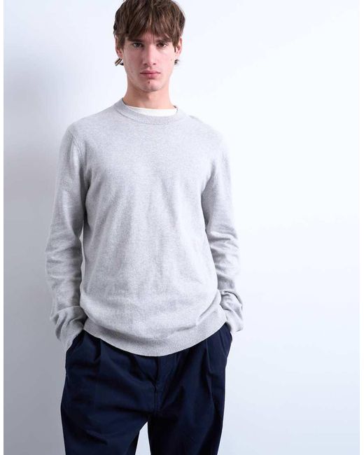 Topman White Essential Knitted Crew Neck Jumper for men