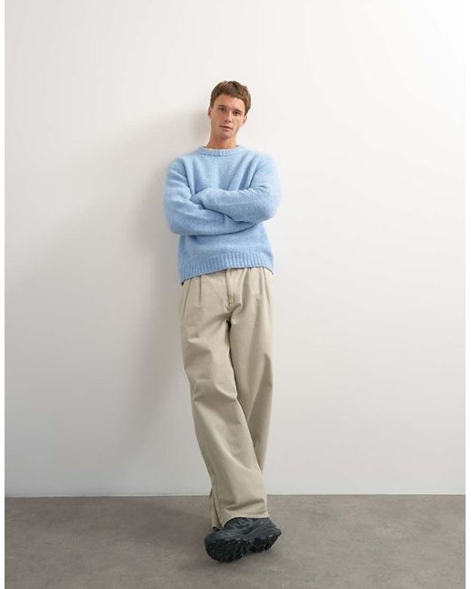 Topman Blue Relaxed Fit Loose Knit Jumper for men