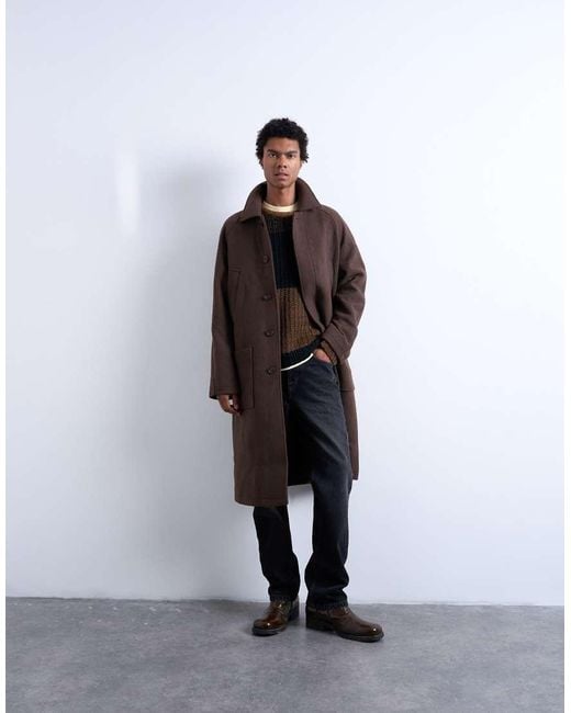Topman White Premium Wool Blend Raglan Over Coat for men