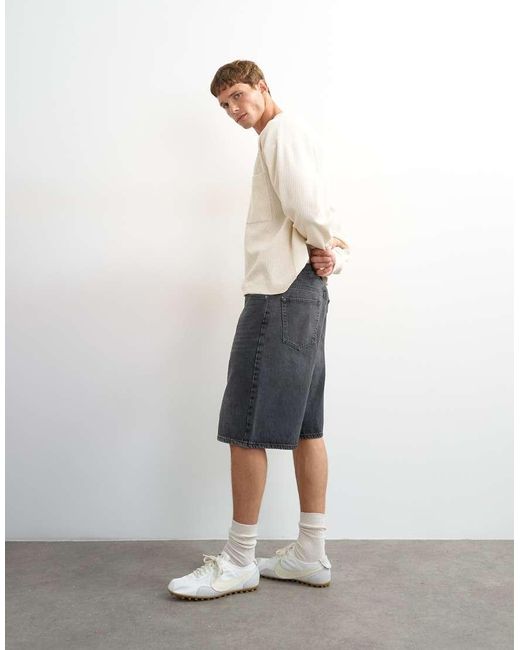 Topman Black Rigid baggy Denim Short for men
