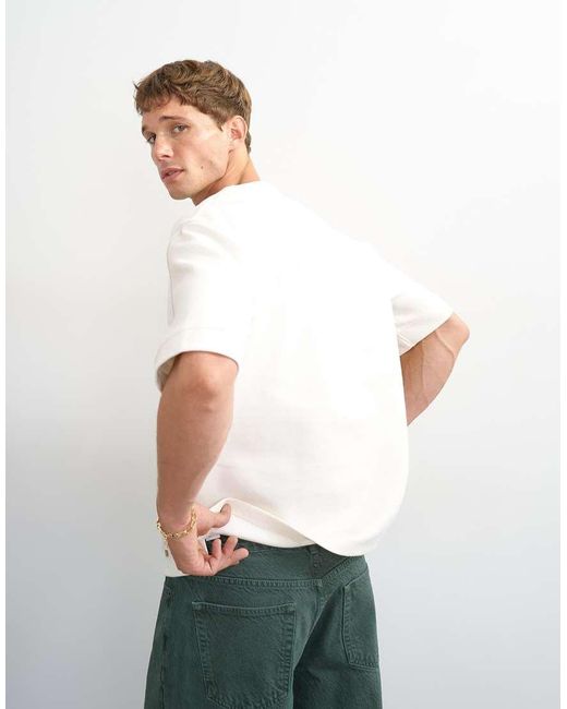 Topman White Relaxed Fit Jersey Twill Baseball Henley Shirt for men