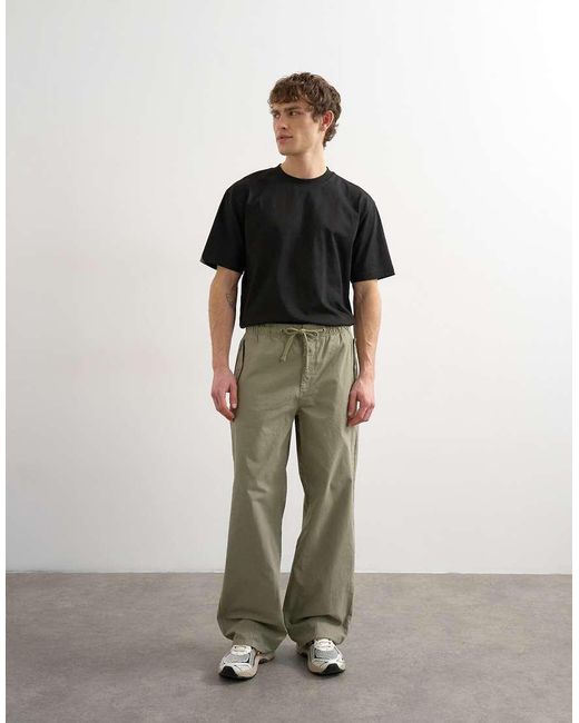 Topman Green Baggy Fit Canvas Cargo Trouser for men