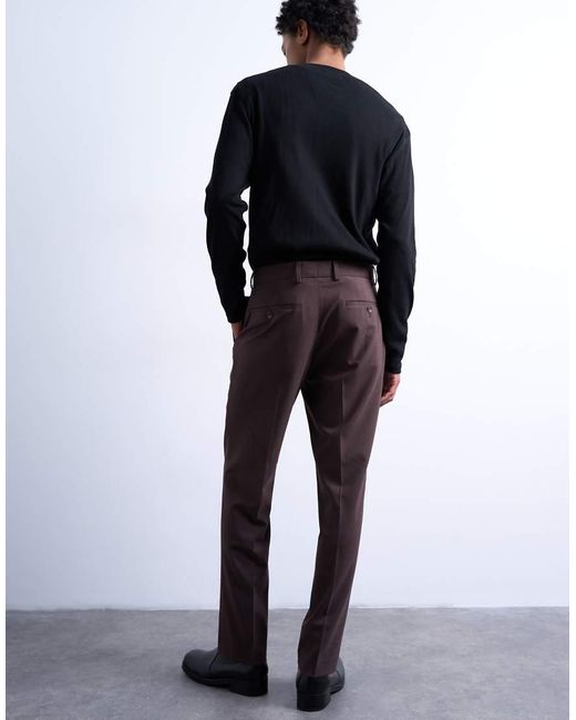 Topman White Straight Wool Touch Trousers for men