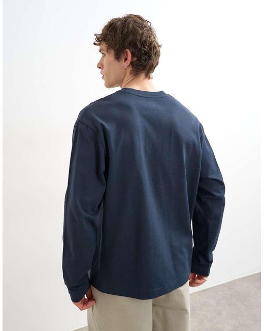 Topman Blue Relaxed Fit Long Sleeve T-shirt With Ciao Bella Print for men