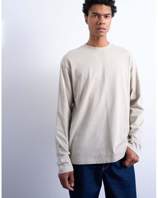 Topman Blue Relaxed Fit Long Sleeve T Shirt for men