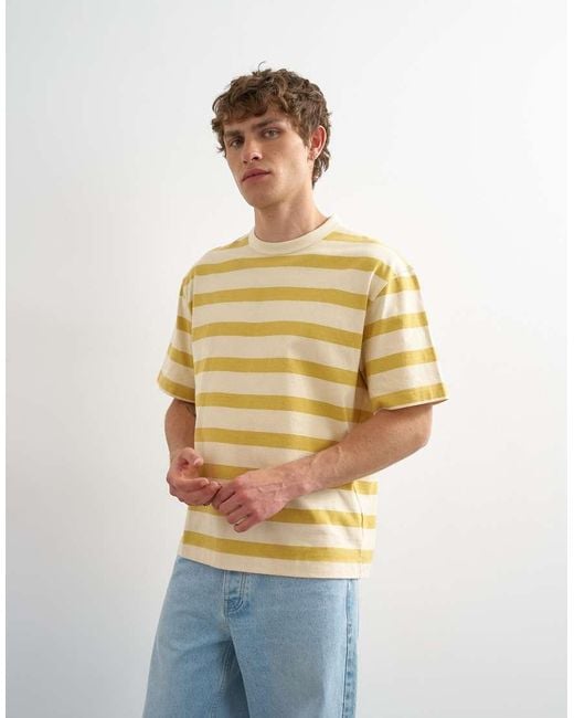 Topman Metallic Relaxed Fit Striped T-shirt for men
