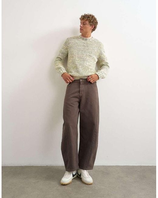 Topman Natural Relaxed Crop Fit Twist Knit Jumper for men