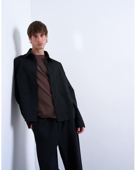 Topman Blue Fit Double Pocket Jersey Jacket for men