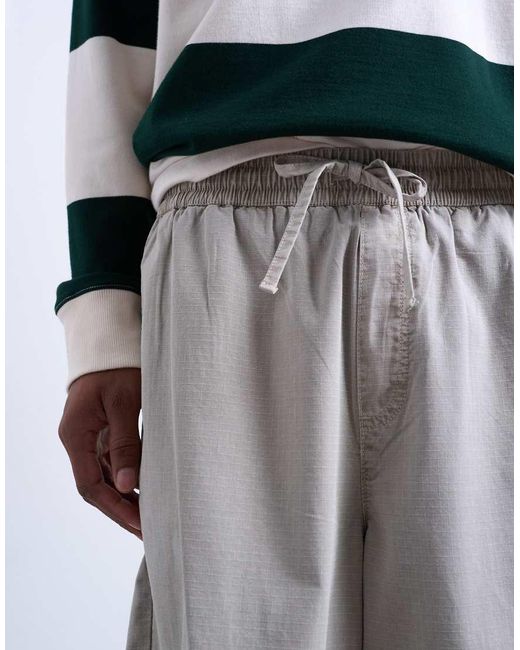 Topman White Ripstop Barrel Trousers for men