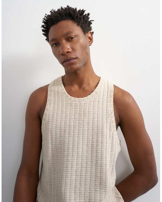 Topman Natural Relaxed Fit Textured Vest for men