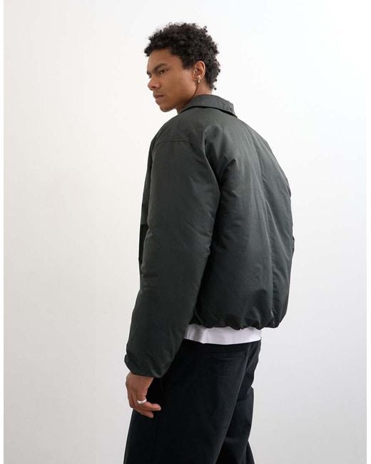 Topman Gray Collared Puffer Jacket for men