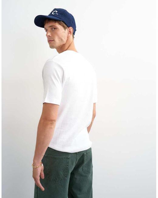 Topman White Slim Fit Rib Henley T-shirt for men
