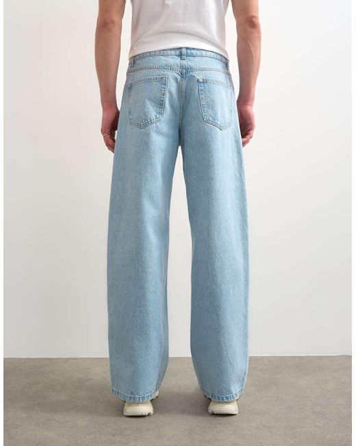 Topman Blue Rigid baggy Jeans for men
