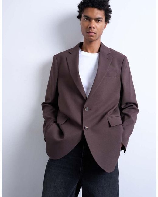 Topman Purple Relaxed Wool Touch Blazer for men