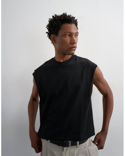 Topman White Relaxed Fit Sleeveless T-shirt for men