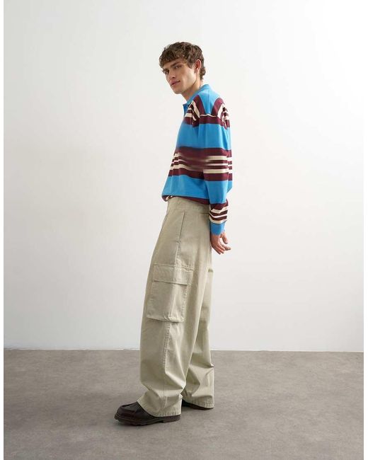 Topman Blue baggy Fit Cargo Trouser for men