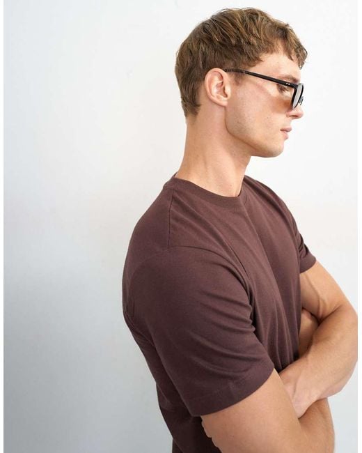 Topman Brown Classic Fit T-shirt for men